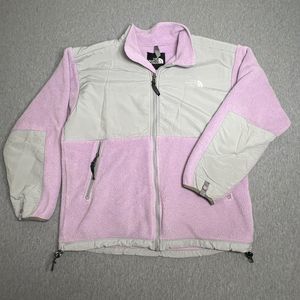 The North Face Denali Jacket Girls Size XL Pink/Gray Polartec Fleece Full Zip